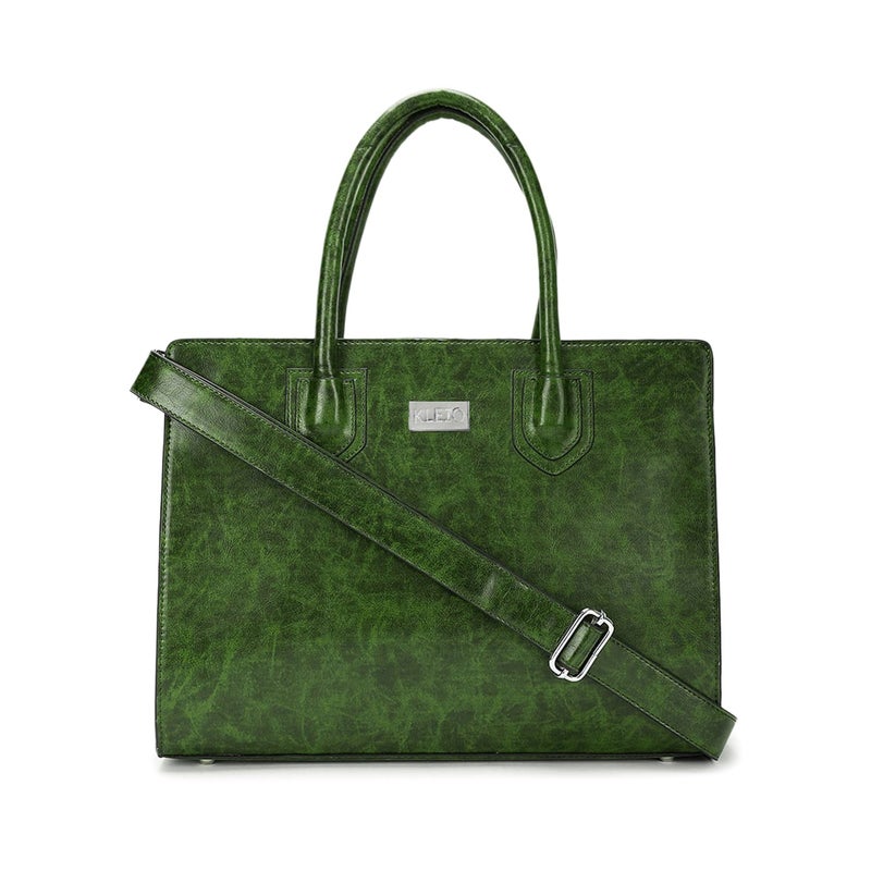 KLEIO Olive Green PU Leather Tote Bag with Zip Closure for Women - Image 1